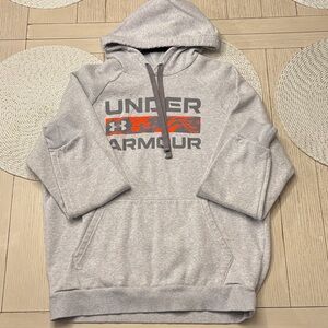 Under Armour Light Gray Hoodie with Orange Accent Logo